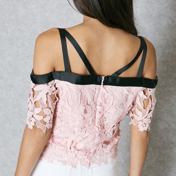 TopShop Cold Shoulder Pink Shirt - Picture 2 of 6